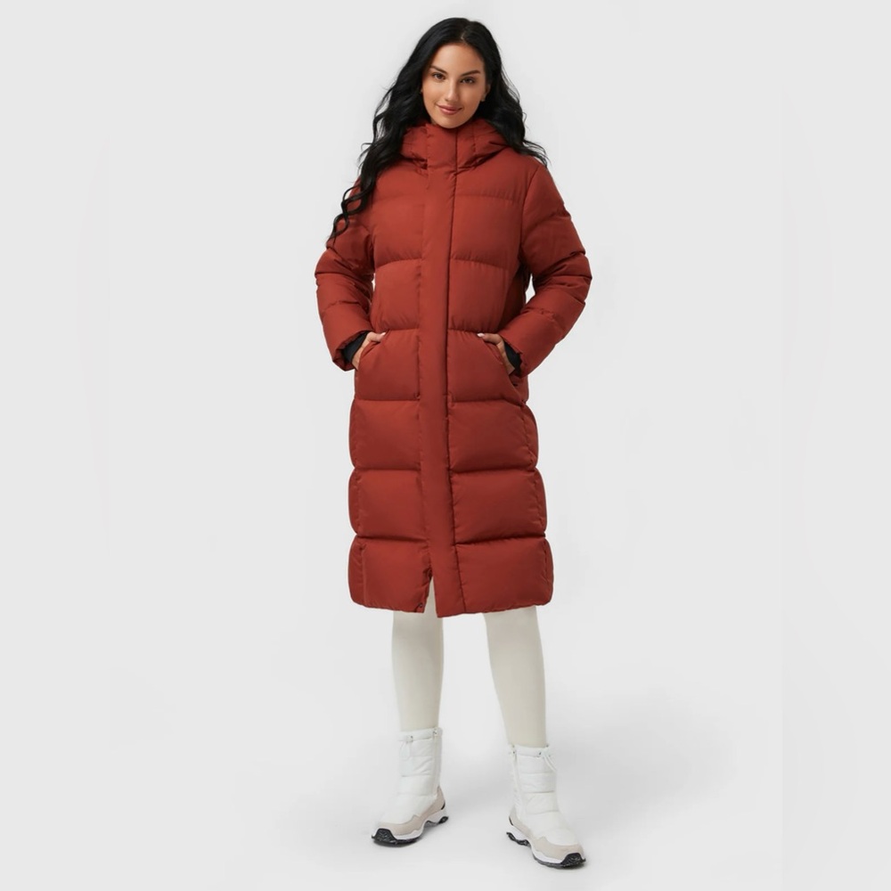 SOLD OUT Long goose down puffer jacket coat in brick red